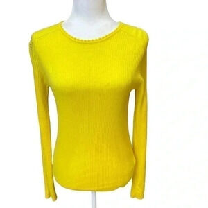Carven 100% Wool Bright Yellow with cut-out detail on sleeves Size L